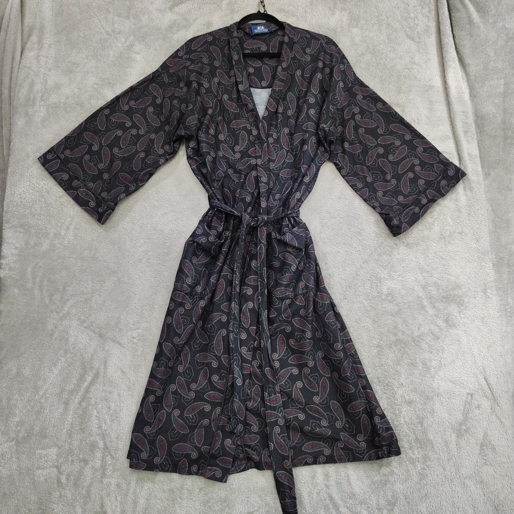 Vintage Stafford Sleep Robe Mens L/XL Regular Belted Sash USA Paisley Pockets